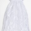 Girls White Polyester Taffeta Christening Baptism Gown with Rosettes and a Bonnet