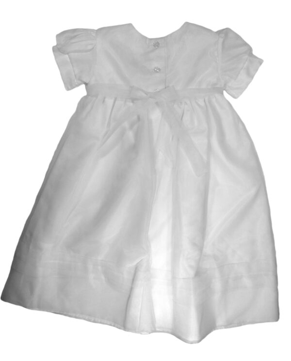 Girls' White Organza Overlay Gown with Sheer Flowers