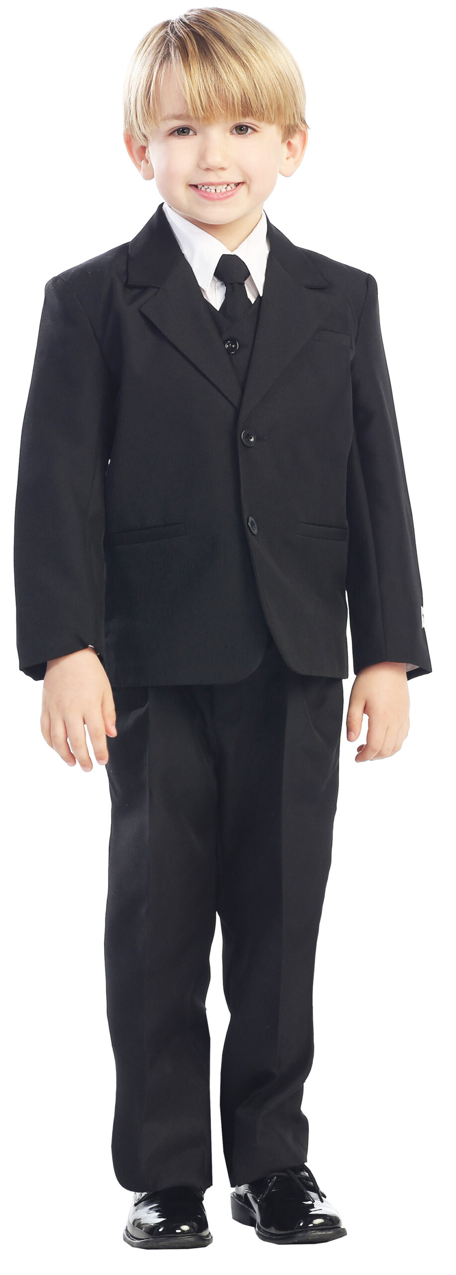 Avery Hill 5-Piece Boy's 2-Button Dress Suit Full-Back Vest - Black Size 10
