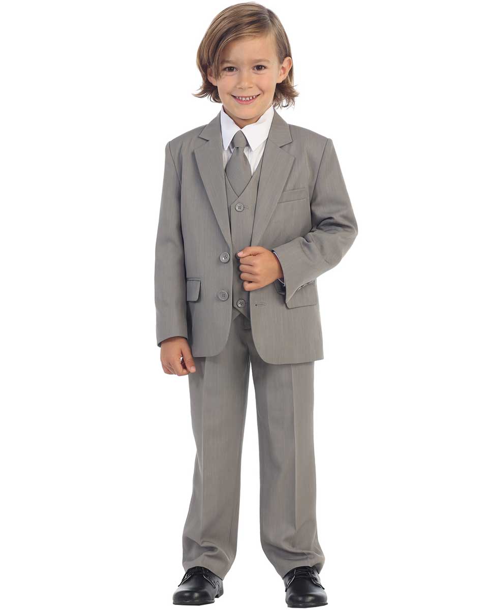 Avery Hill 5-Piece Boys Slim Fit 2-Button Suit Tuxedo 3 Colors Black Dark Gray Ink Blue