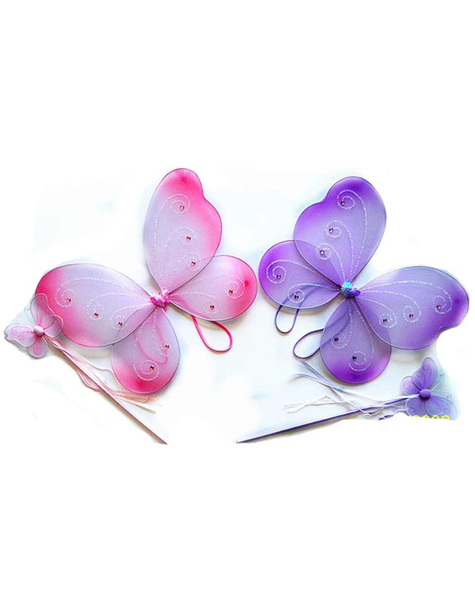 Purple or Purple Butterfly Costume 2 Piece Dress-up Wing and Wand Set
