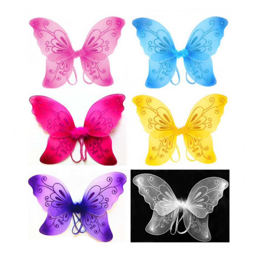 Sparkling Fairy Costume Wings with Rhinestones and Feathers - Assorted Colors!