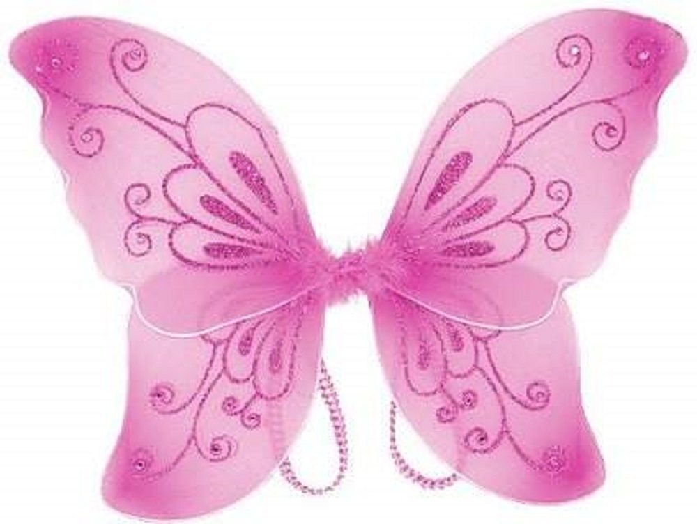 Pink Sparkling Fairy Costume Wings with Rhinestones and Feathers