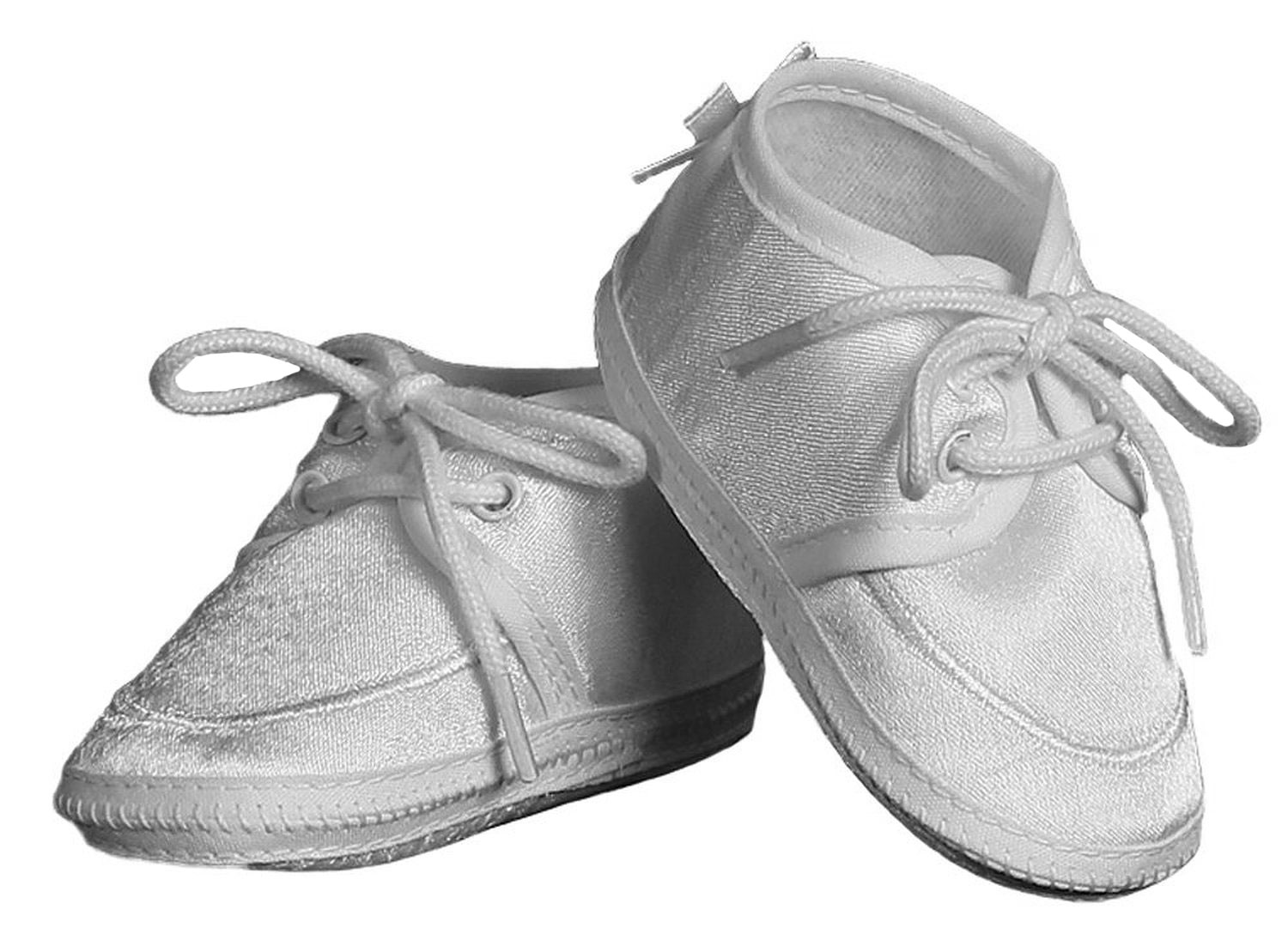 Baby Boy's White Satin Oxford Lace-up Bootie Crib Shoe