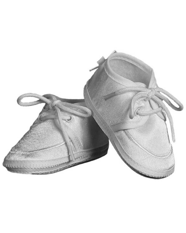 Baby Boy’s White Satin Oxford Lace-up Bootie Crib Shoe