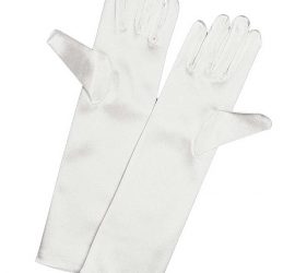 Girls Long Satin Costume Dress Up Formal Gloves in Ivory or White