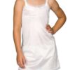 Girls Simple White Empire Waist Nylon Adjustable Slip with Lace Trim