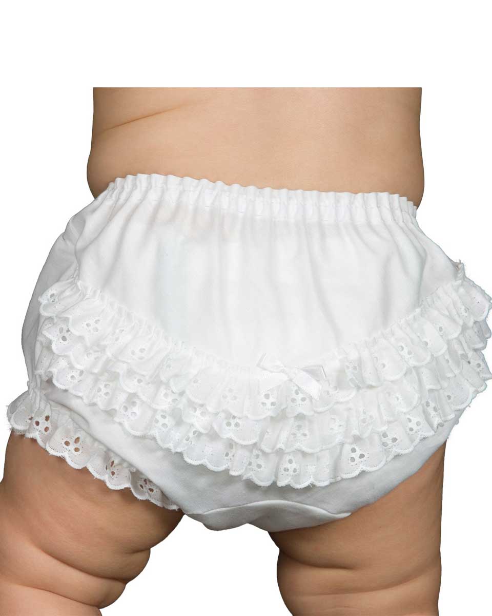 Baby Girls White Batiste Rumba Diaper Cover Bloomers