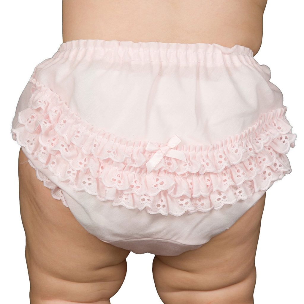 Baby Girls White Batiste Rumba Diaper Cover Bloomers - Pink NB