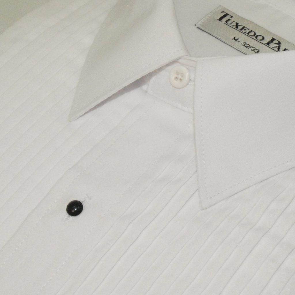 Boys or Mens Tuxedo White Laydown Collar 1/4" Pleat Suit Dress Shirt