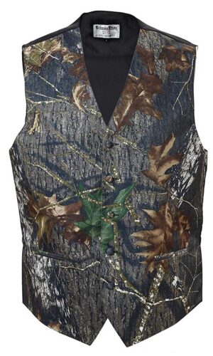 Boys or Mens Satin Camouflage Vest & Tie