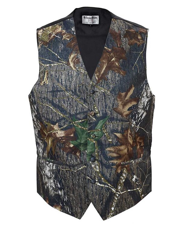 Boys or Mens Satin Camouflage Vest & Tie