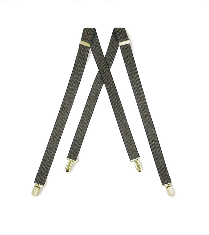 Mens/Boys Clip-on Suspenders, 1" with Silver Clip Available in Many Colors - Mens Gold Metallic