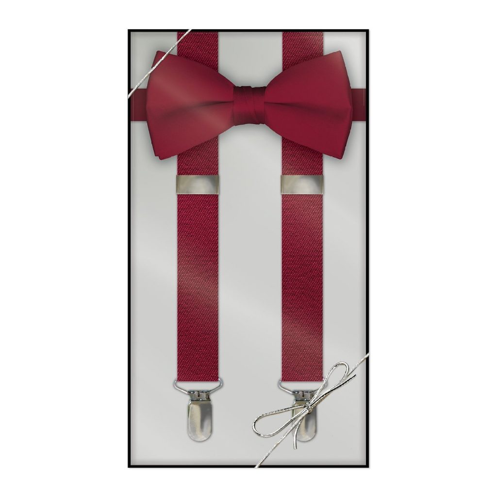 Boys Suspender & Bow Tie Gift Box Set - Apple Red