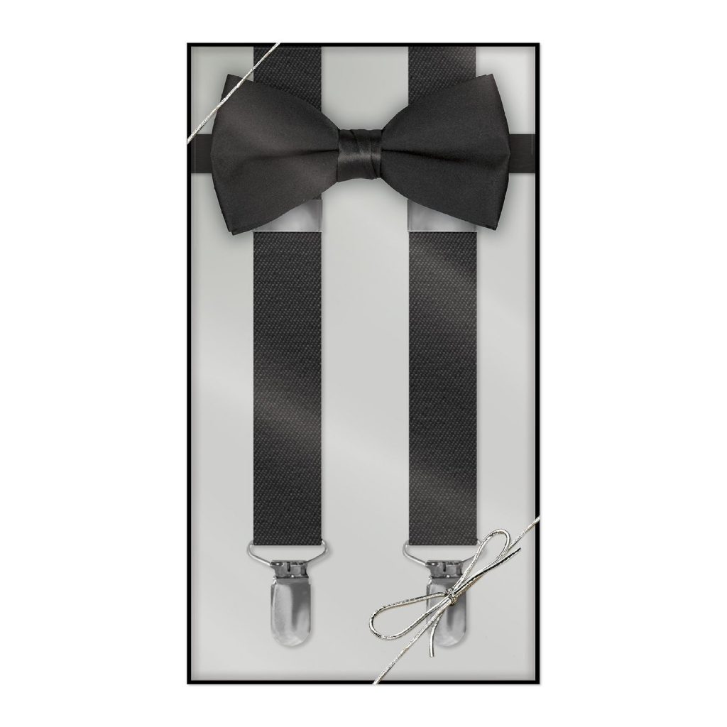 Boys Suspender & Bow Tie Gift Box Set - Black