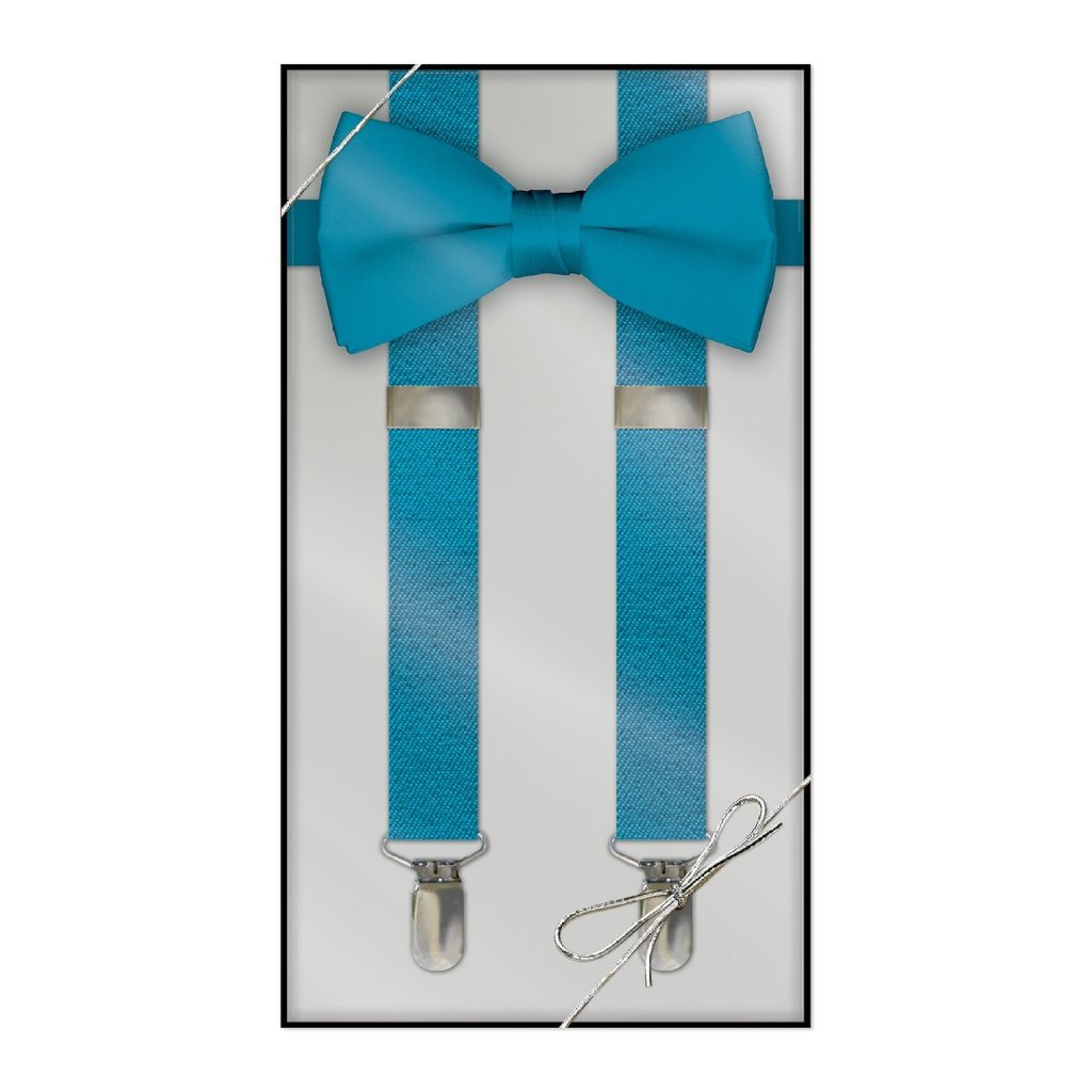 Boys Suspender & Bow Tie Gift Box Set - Caribbean Blue
