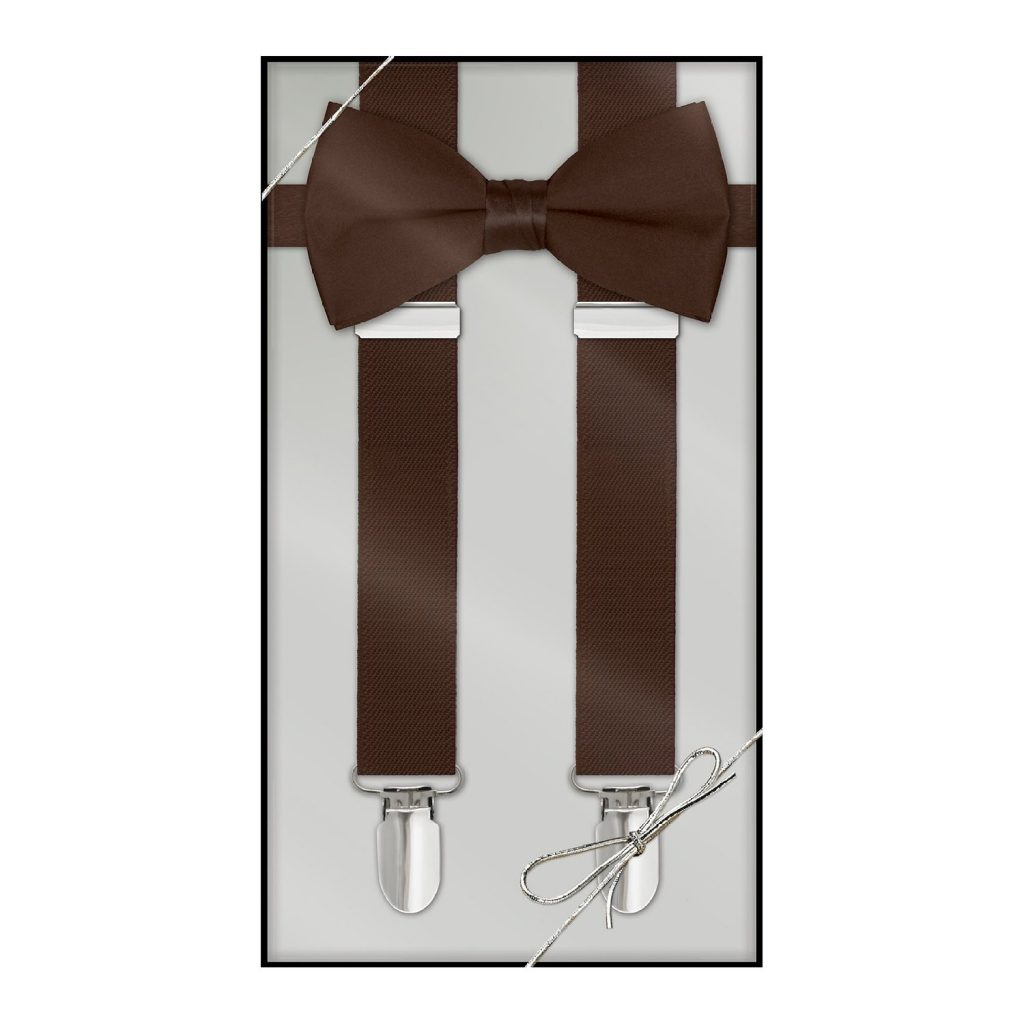 Boys Suspender & Bow Tie Gift Box Set - Chocolate