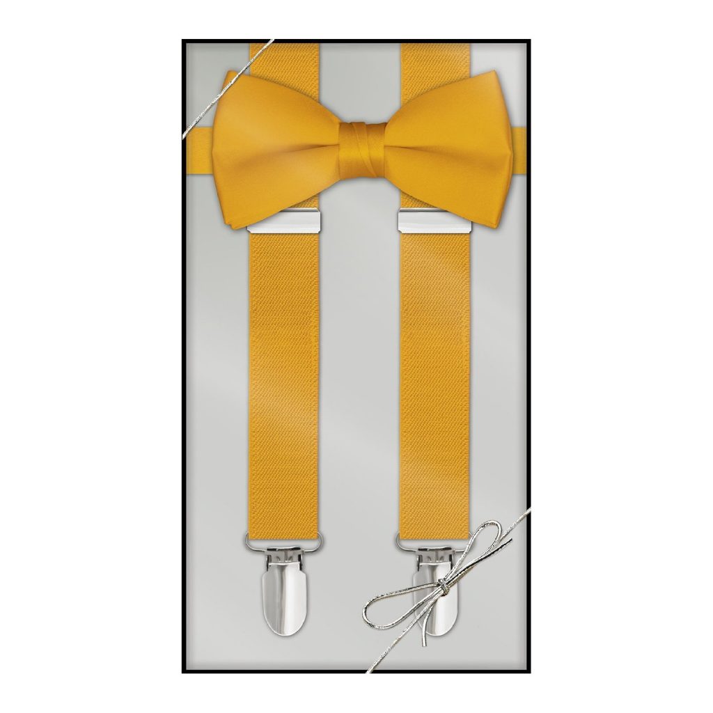 Mens Suspender & Bow Tie Gift Box Set - Gold