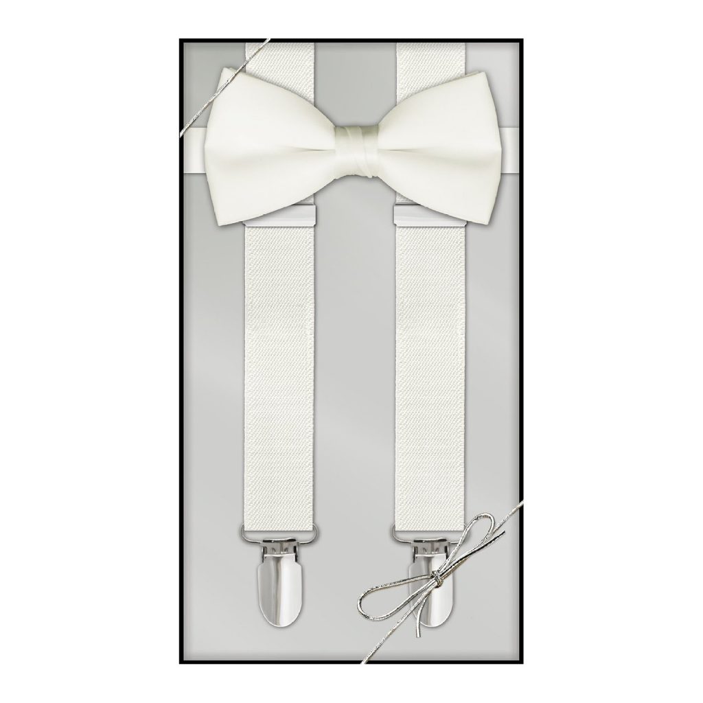 Boys Suspender & Bow Tie Gift Box Set - Ivory