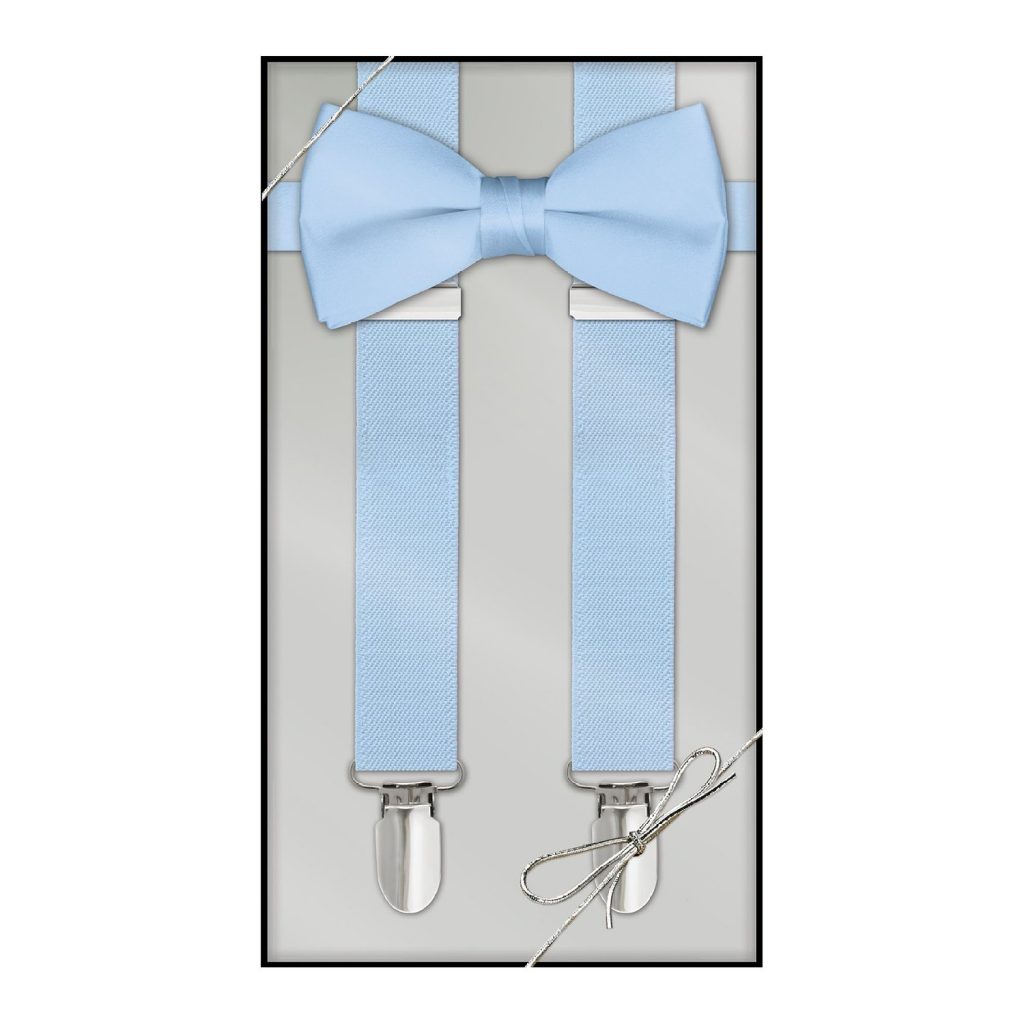 Mens Suspender & Bow Tie Gift Box Set - Light Blue