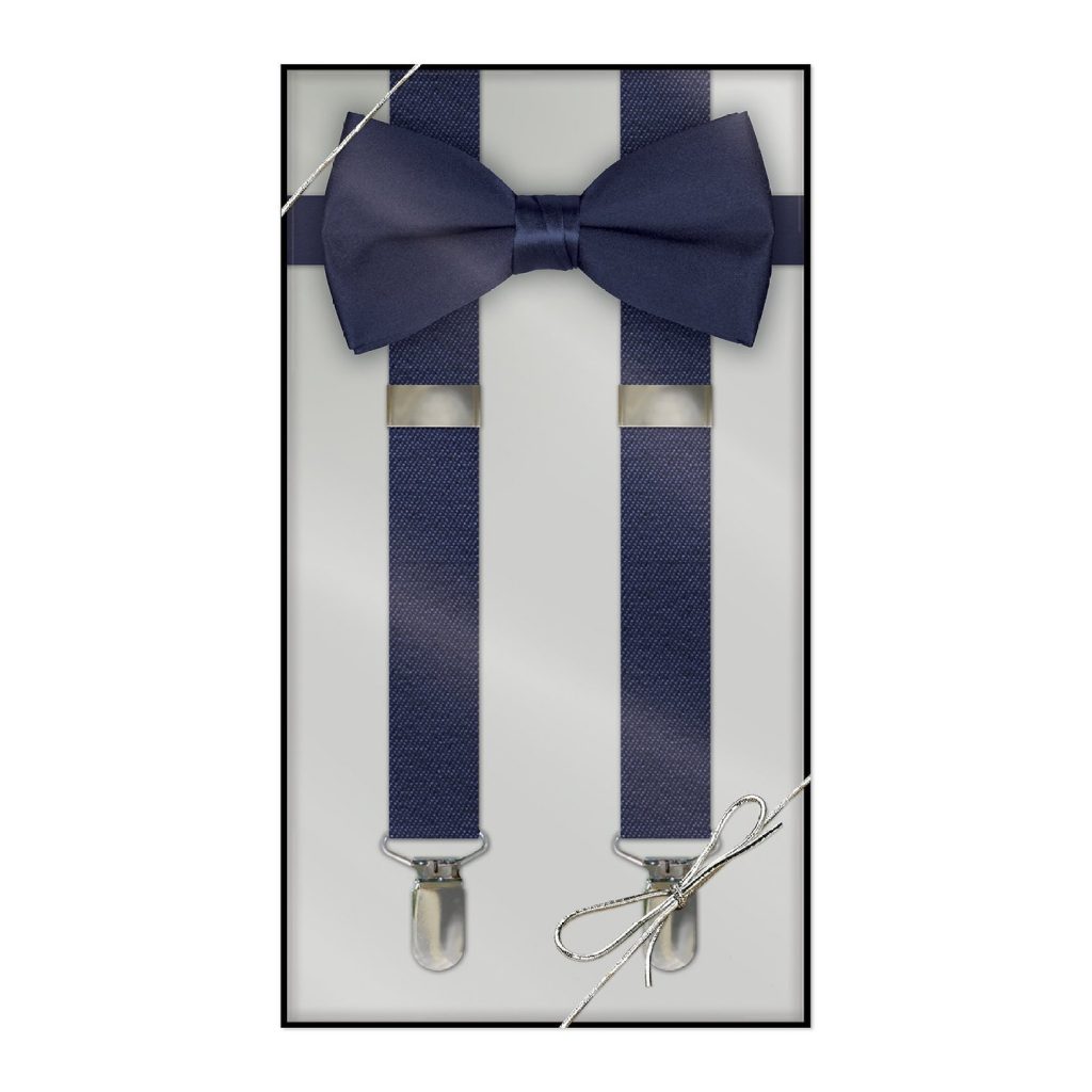 Boys Suspender & Bow Tie Gift Box Set - Navy Blue