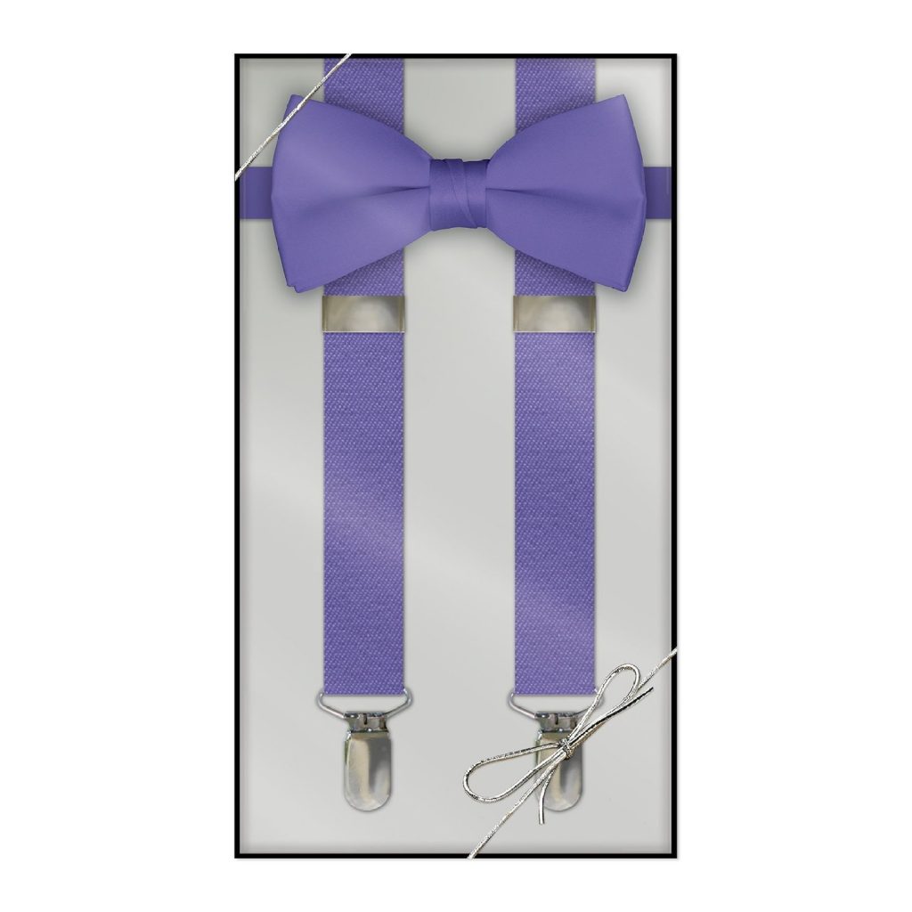 Boys Suspender & Bow Tie Gift Box Set - Purple