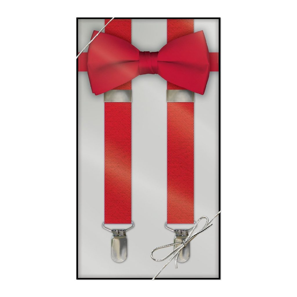 Boys Suspender & Bow Tie Gift Box Set - Red