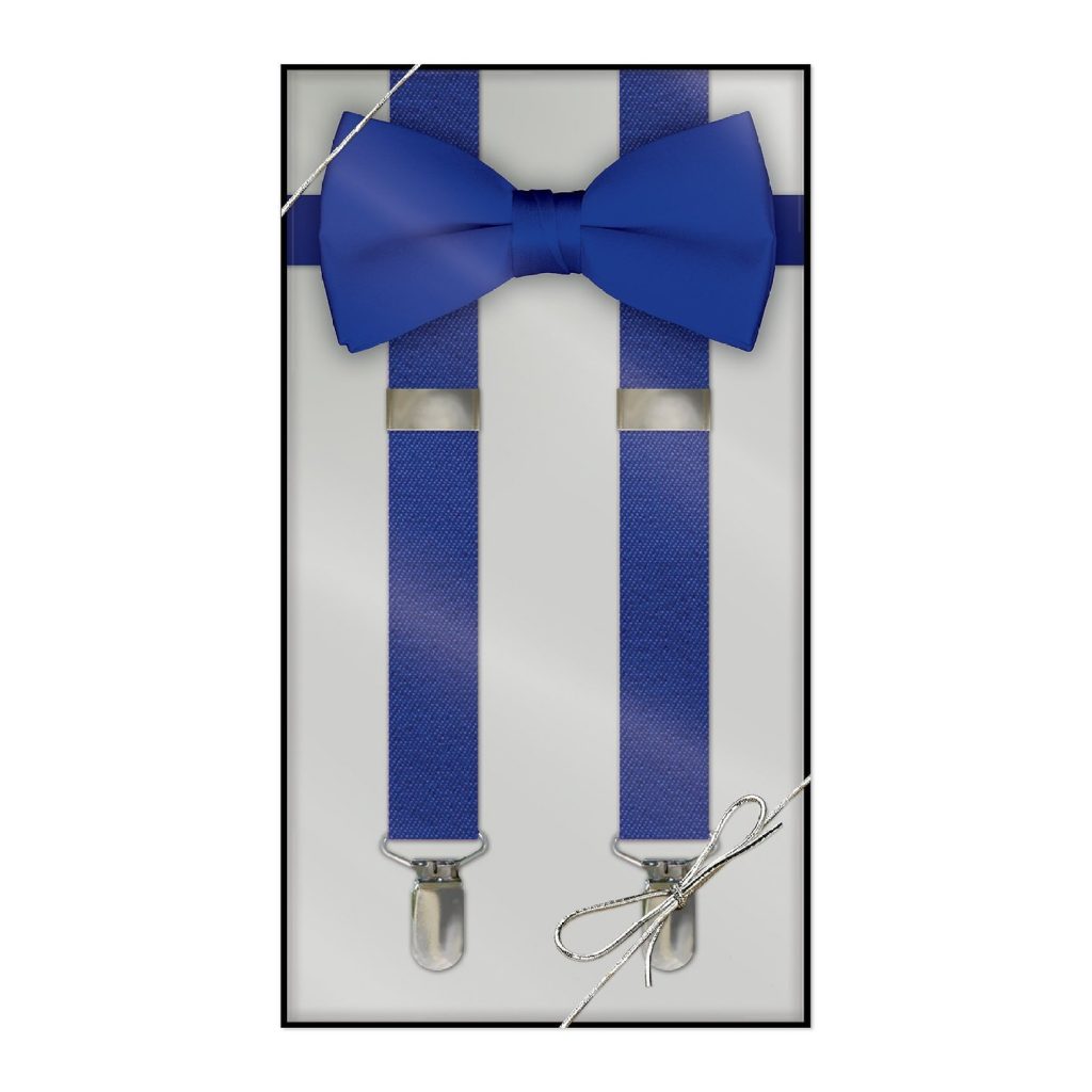 Boys Suspender & Bow Tie Gift Box Set - Royal Blue