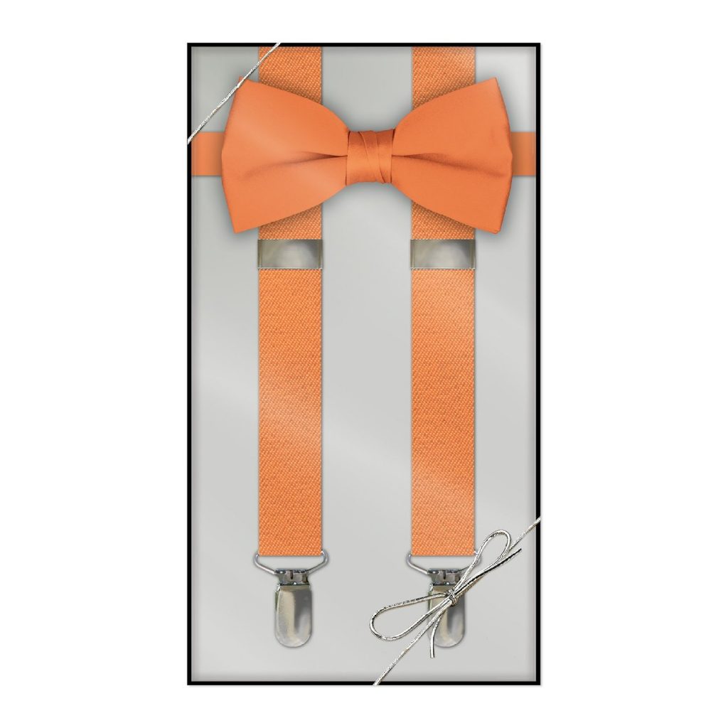 Mens Suspender & Bow Tie Gift Box Set - Tangerine