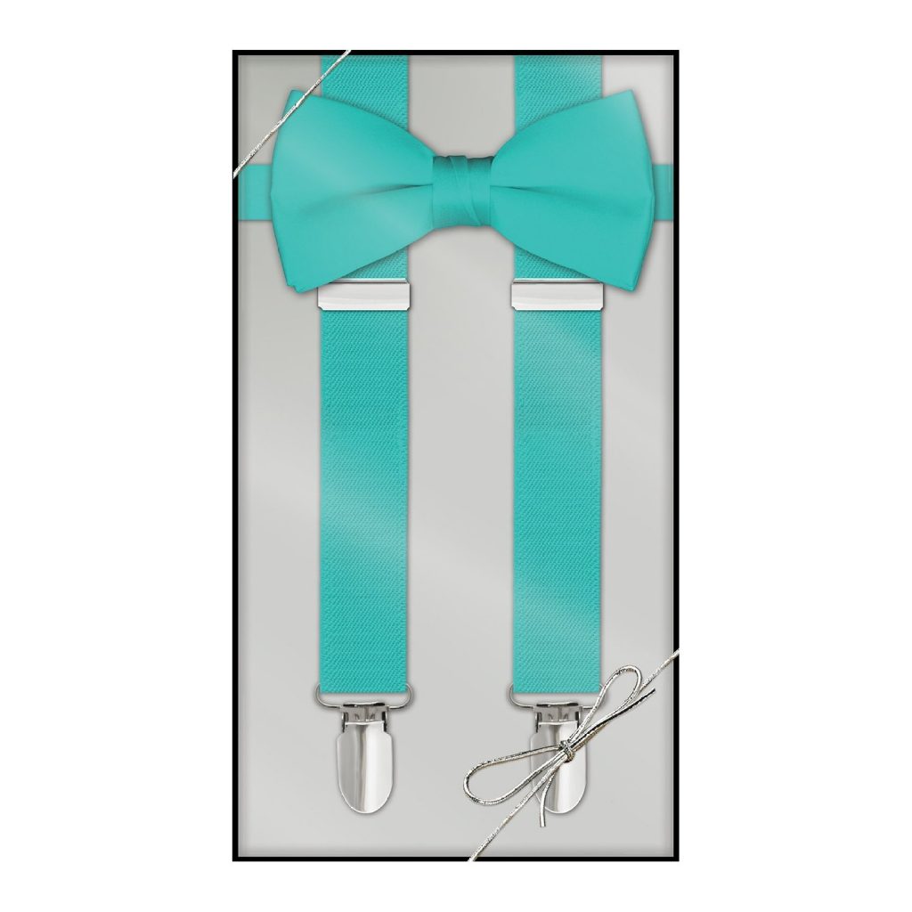 Boys Suspender & Bow Tie Gift Box Set - Tiffany Blue / Robins Egg