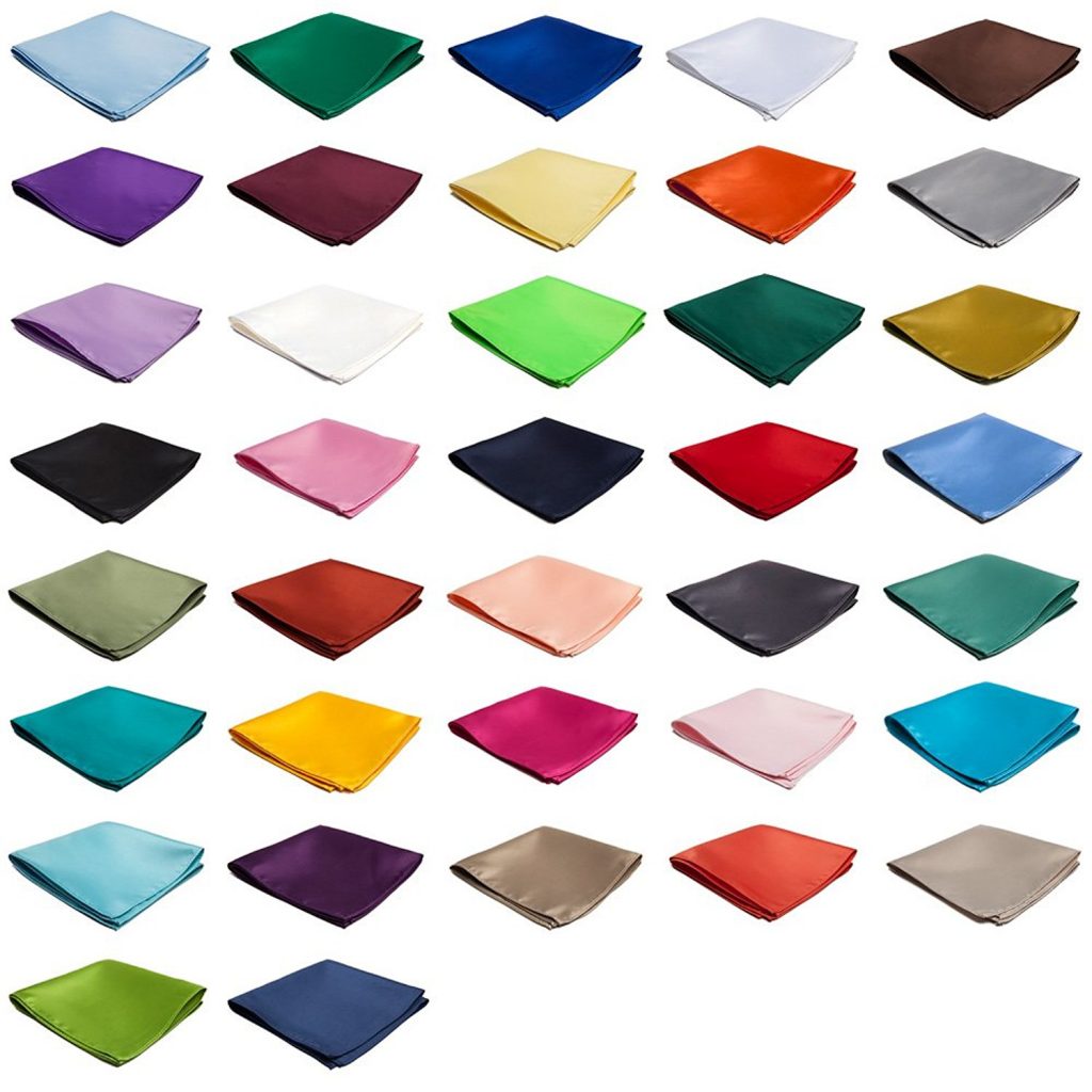 Satin Solid Color Pocket Square 10" x 10" - Available in 50+ Colors