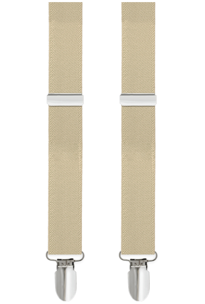 Mens/Boys Clip-on Suspenders, 1" with Silver Clip Available in Many Colors - Boys Champagne