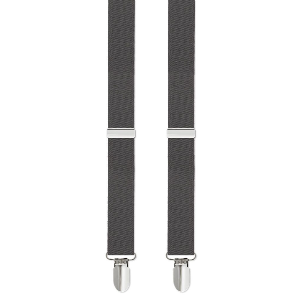 Mens/Boys Clip-on Suspenders, 1" with Silver Clip Available in Many Colors - Boys Charcoal