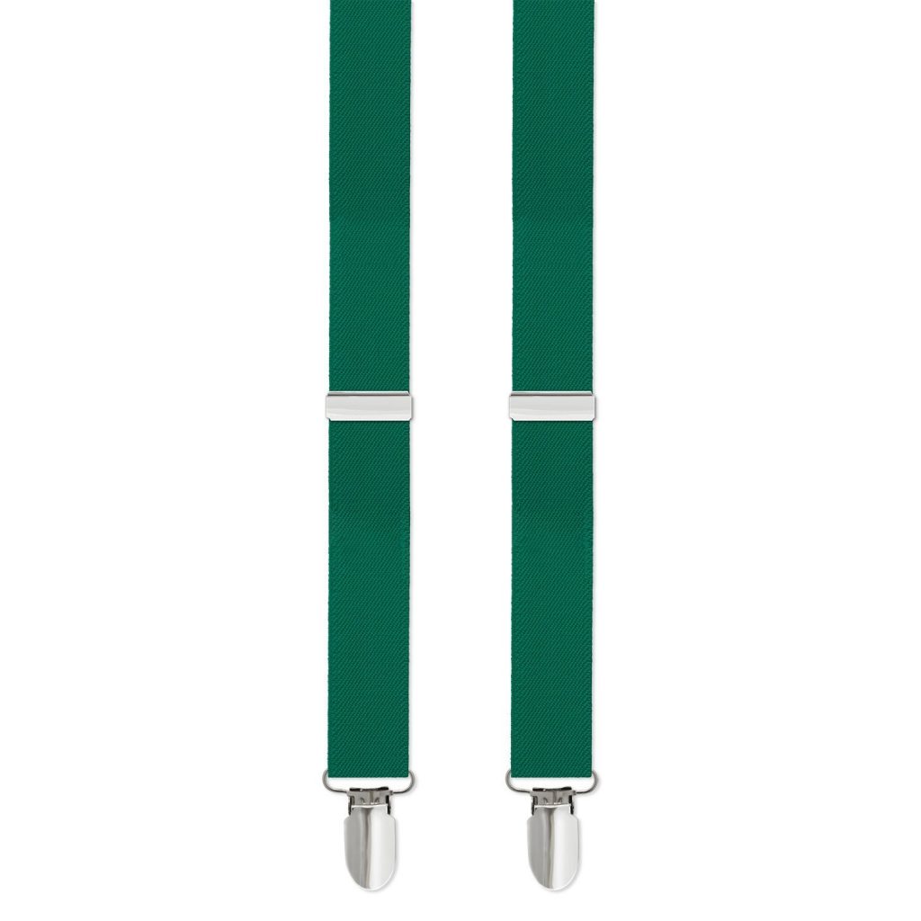 Mens/Boys Clip-on Suspenders, 1" with Silver Clip Available in Many Colors - Boys Emerald