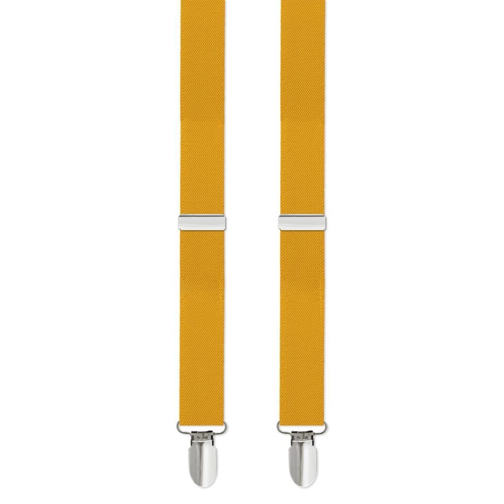 Mens/Boys Clip-on Suspenders, 1" with Silver Clip Available in Many Colors - Boys Gold