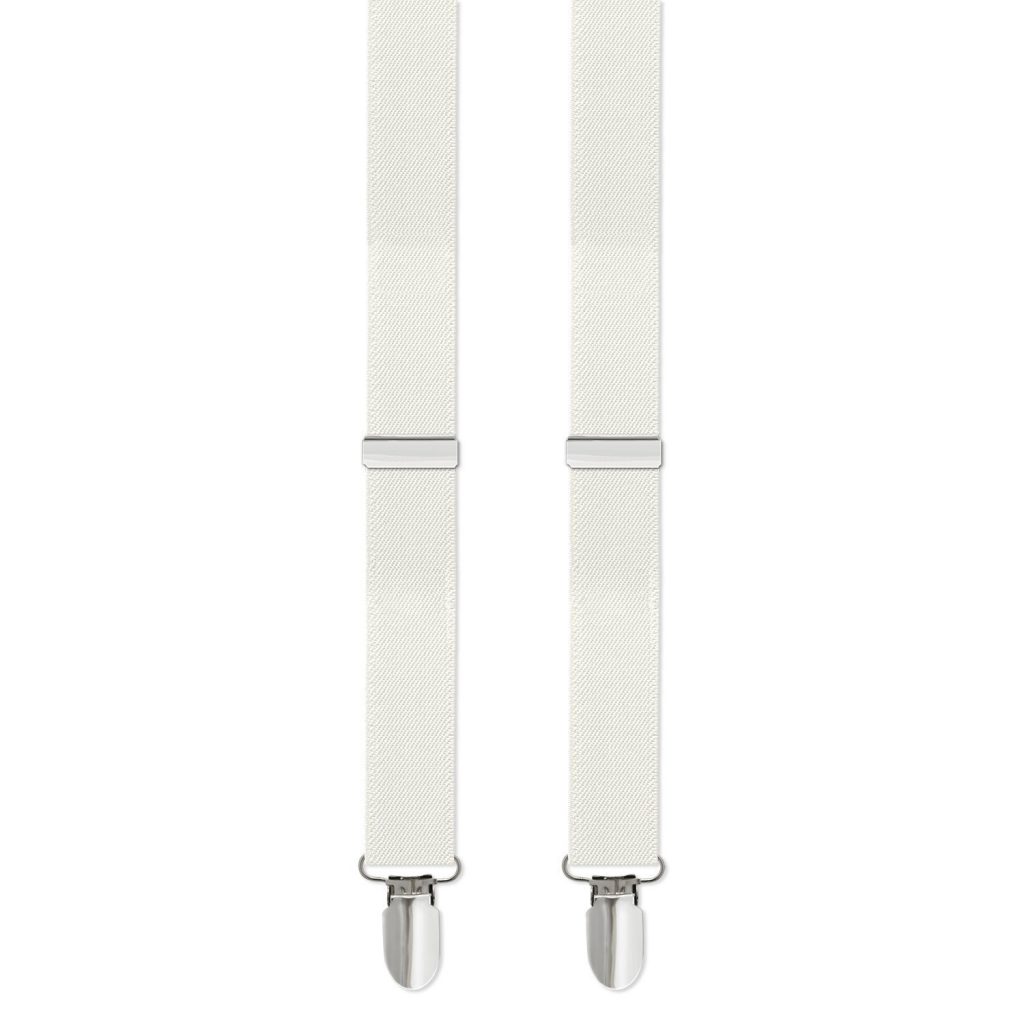 Mens/Boys Clip-on Suspenders, 1" with Silver Clip Available in Many Colors - Boys Ivory