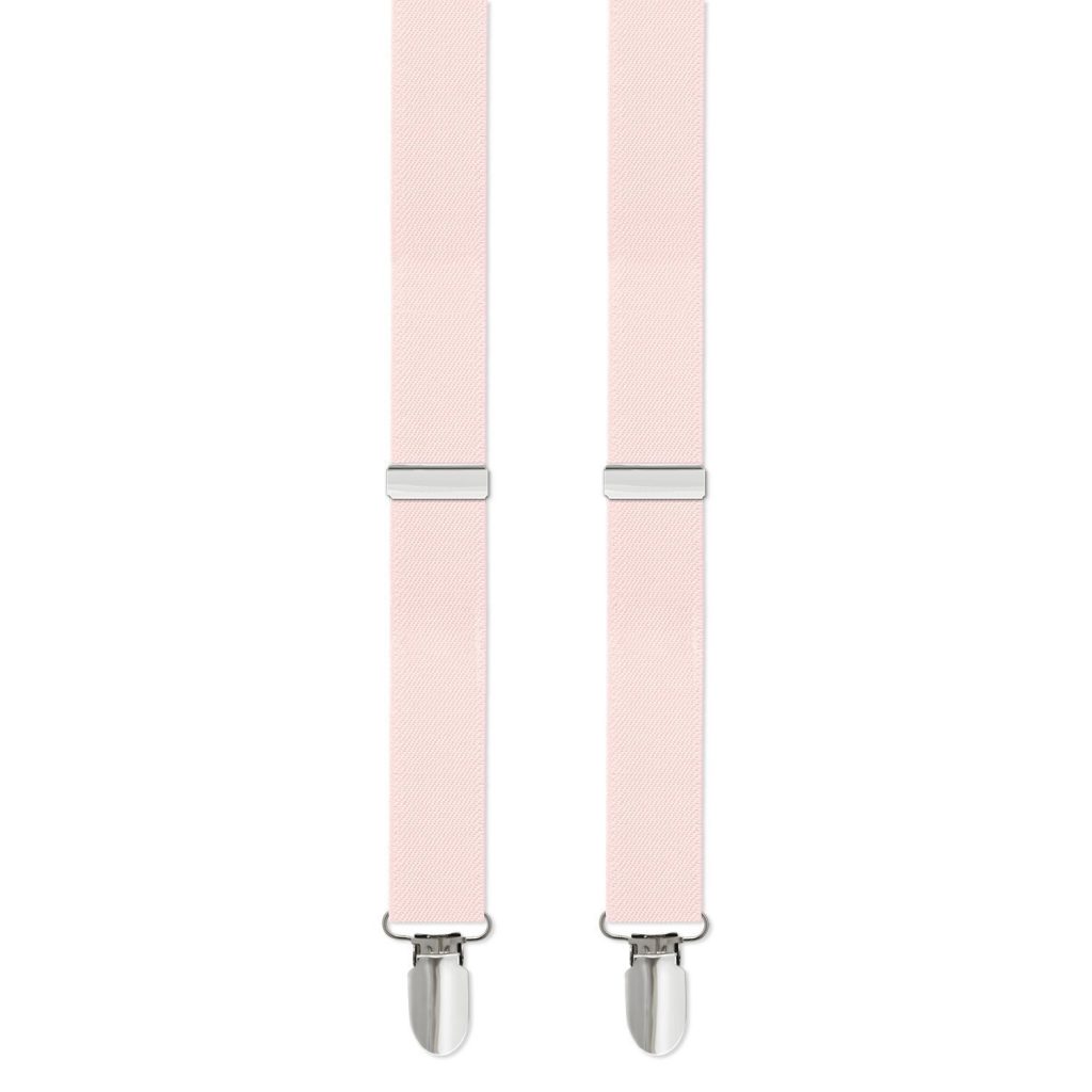 Mens/Boys Clip-on Suspenders, 1" with Silver Clip Available in Many Colors - Boys Light Pink