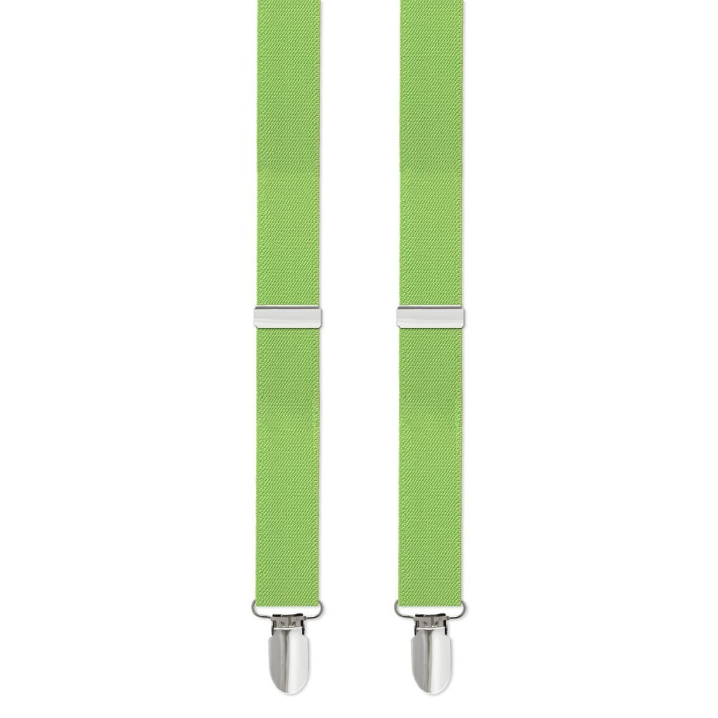 Mens/Boys Clip-on Suspenders, 1" with Silver Clip Available in Many Colors - Boys Lime