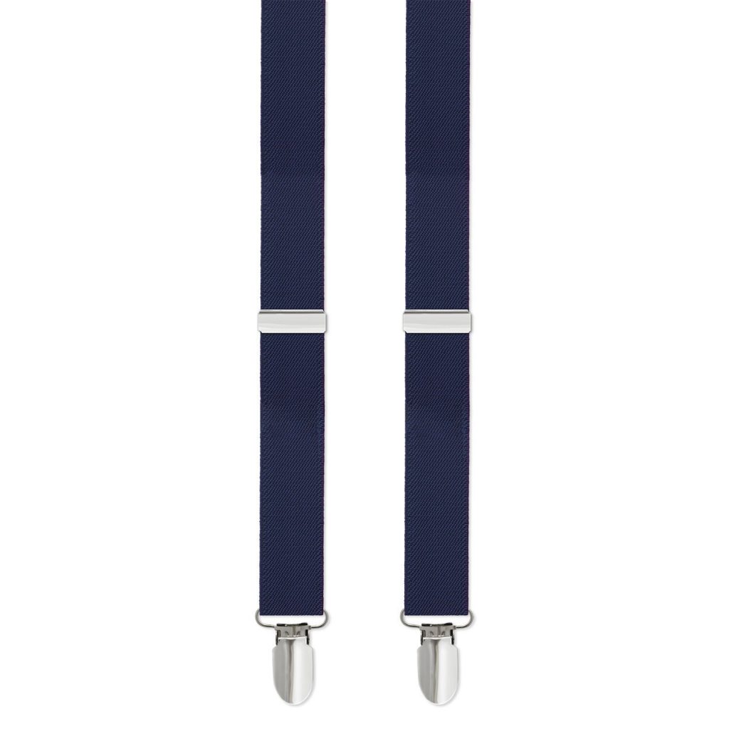 Mens/Boys Clip-on Suspenders, 1" with Silver Clip Available in Many Colors - Boys Navy