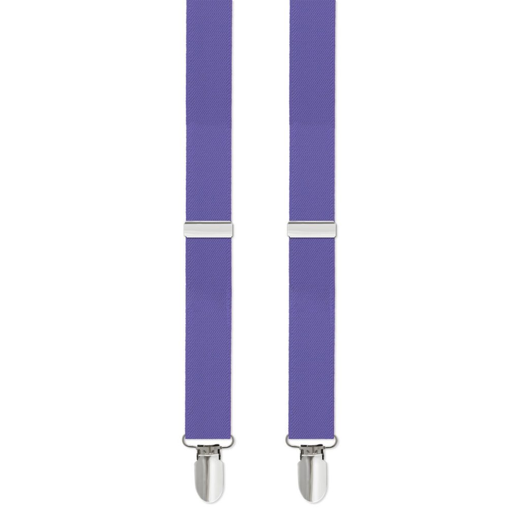 Mens/Boys Clip-on Suspenders, 1" with Silver Clip Available in Many Colors - Mens Purple