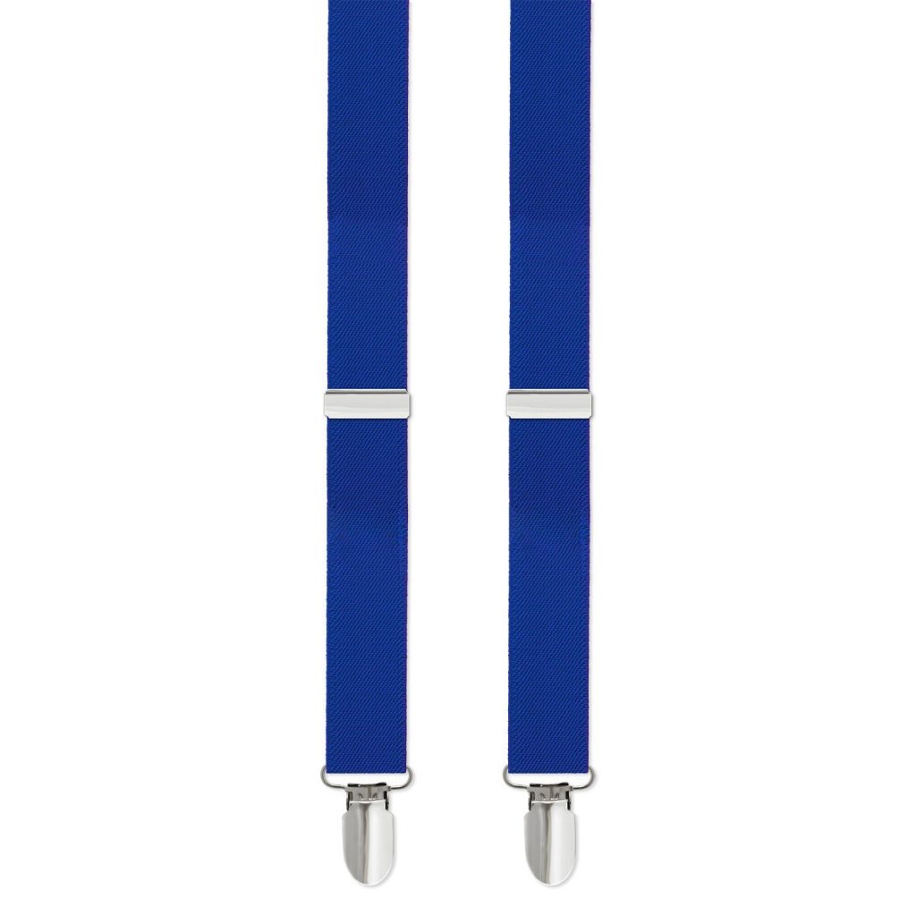 Mens/Boys Clip-on Suspenders, 1" with Silver Clip Available in Many Colors - Boys Royal Blue