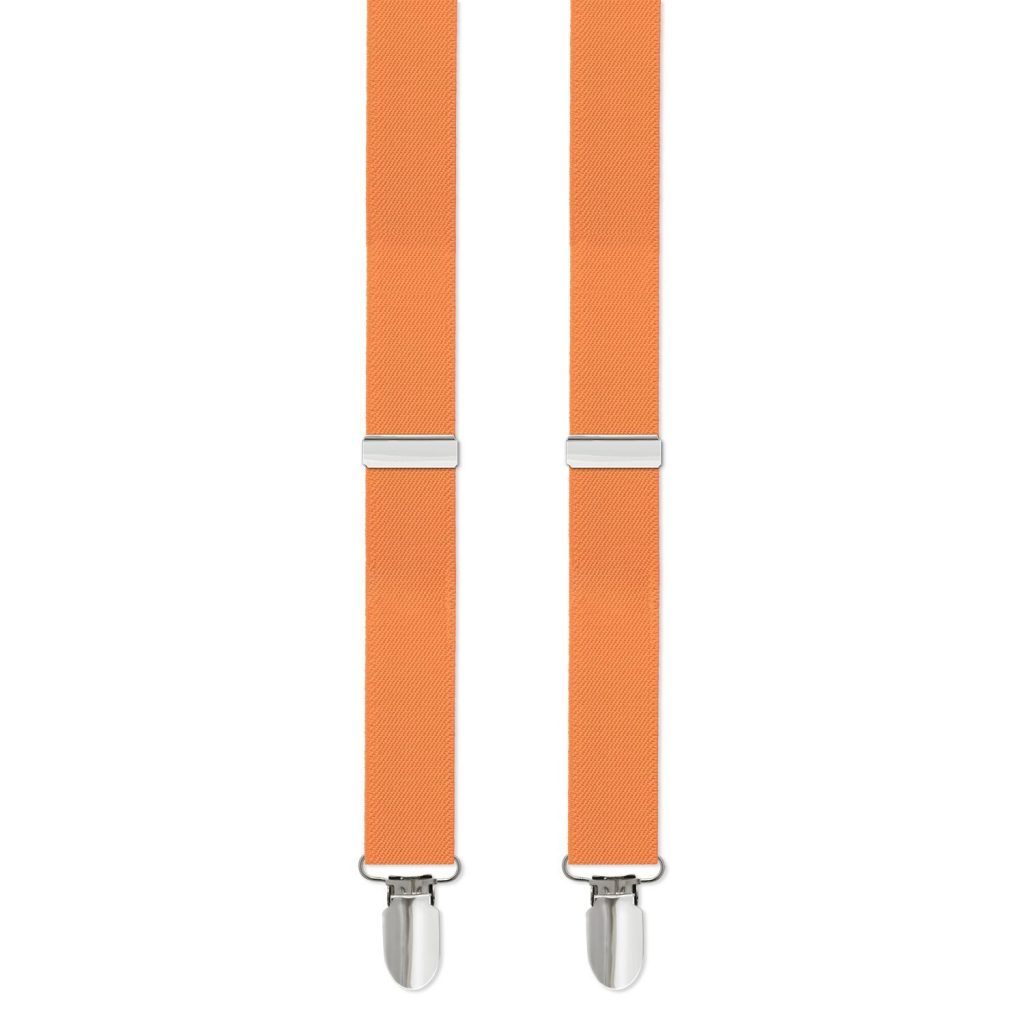 Mens/Boys Clip-on Suspenders, 1" with Silver Clip Available in Many Colors - Mens Tangerine