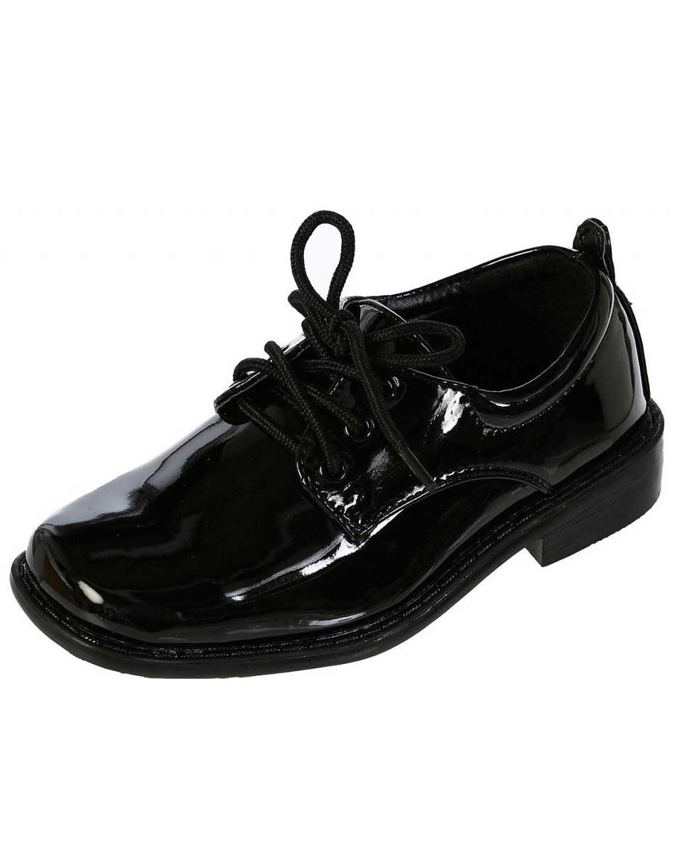 Boys Square Toe Lace Up Oxford Patent Dress Shoes