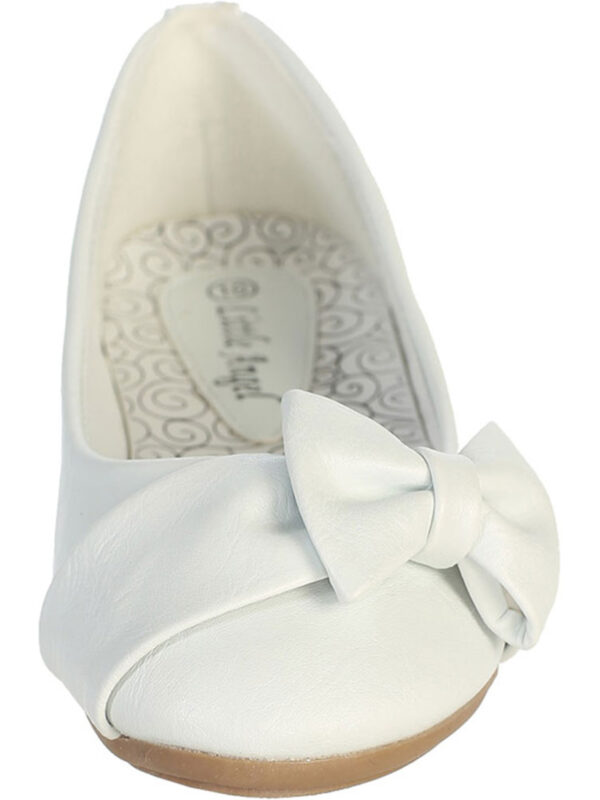 Ivory Pearl or White Infant & Girl's Flat Shoes with Side Bow