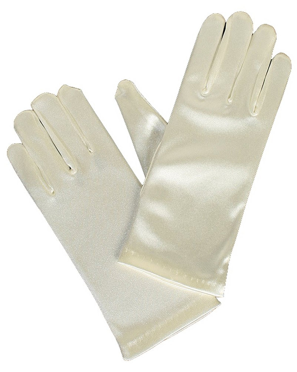 Girls Short Satin Costume Dress Up Formal Gloves in Ivory or White