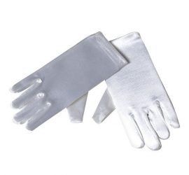 Girls Short Satin Costume Dress Up Formal Gloves in Ivory or White