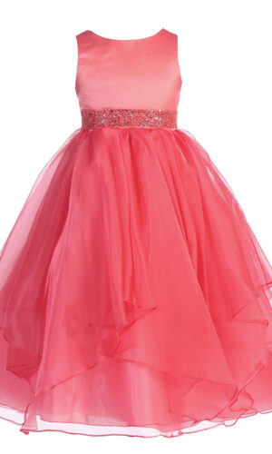 Asymmetric Ruffles Satin/Organza Flower Girl Dress
