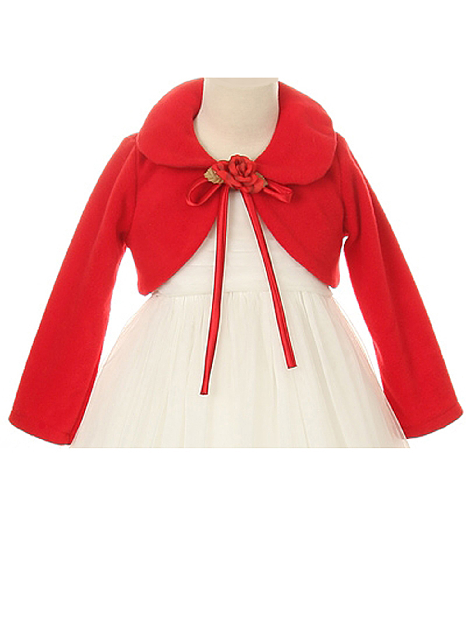Kids Dream Girls' Cozy Fleece Bolero Jacket Cover Sweater - Red Girl 8