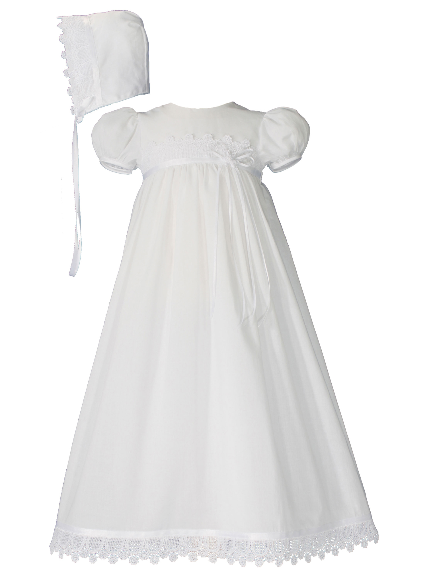 Little Things Mean A Lot 100% Cotton Handmade Girls Christening Special Occasion Dress with Italian Lace