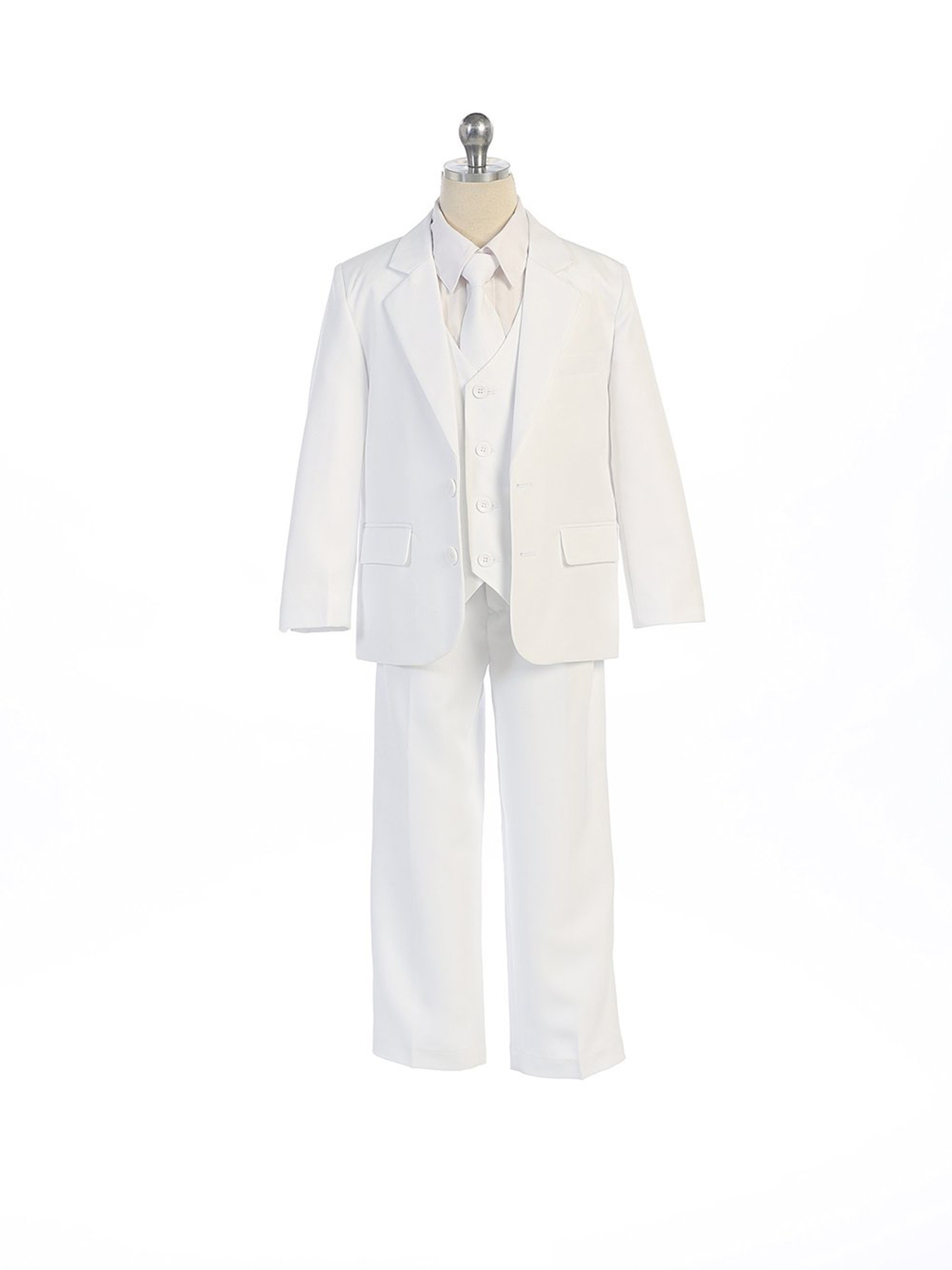 COLE Boys Suit with Shirt and Vest (5-Piece) - (14 Husky, White)